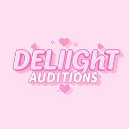 A beautiful and eye-catching logo design for a Kpop group featuring the large writing "DELIGHT AUDITIONS"