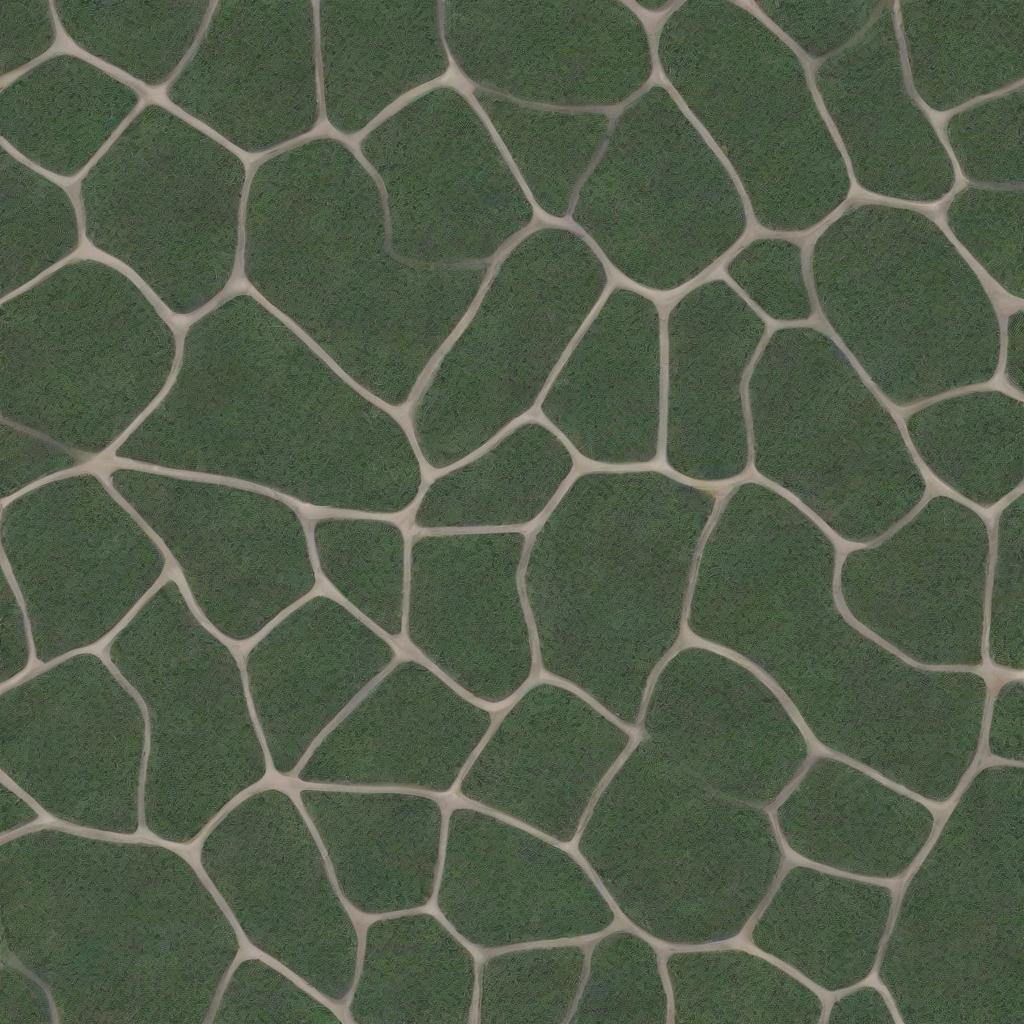 A natural landscape complexly intersected by Voronoi patterns, seamlessly blending organic shapes with geometric precision.