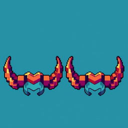 Minecraft-inspired pixel art of horns, designed with vibrant and detailed coloring, capturing the essence of a classic Minecraft texture