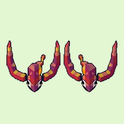 Minecraft-inspired pixel art of horns, designed with vibrant and detailed coloring, capturing the essence of a classic Minecraft texture