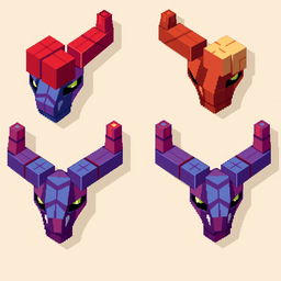 Minecraft-inspired pixel art of horns, designed with vibrant and detailed coloring, capturing the essence of a classic Minecraft texture