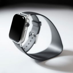 A sleek smartwatch viewed from a perfect 90-degree profile angle, with its strap fully extended to highlight the seamless design and elegant contours