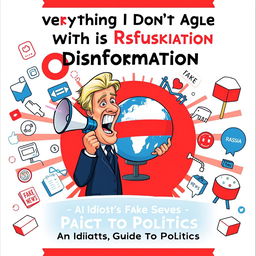 A satirical book cover titled 'Everything I Don't Agree With is Russian Disinformation: An Idiot's Guide To Politics'