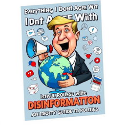 A satirical book cover titled 'Everything I Don't Agree With is Russian Disinformation: An Idiot's Guide To Politics'