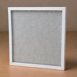 A new, clean air filter with fine mesh layers, situated in a bright, clear setting.