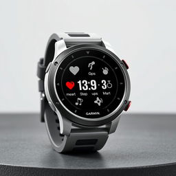 A modern Garmin-style smartwatch displaying various functionalities on its sleek digital interface