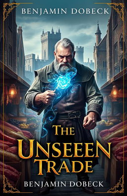 A captivating book cover for the fantasy novel 'The Unseen Trade' by Benjamin Dobeck