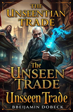 A captivating book cover for the fantasy novel 'The Unseen Trade' by Benjamin Dobeck