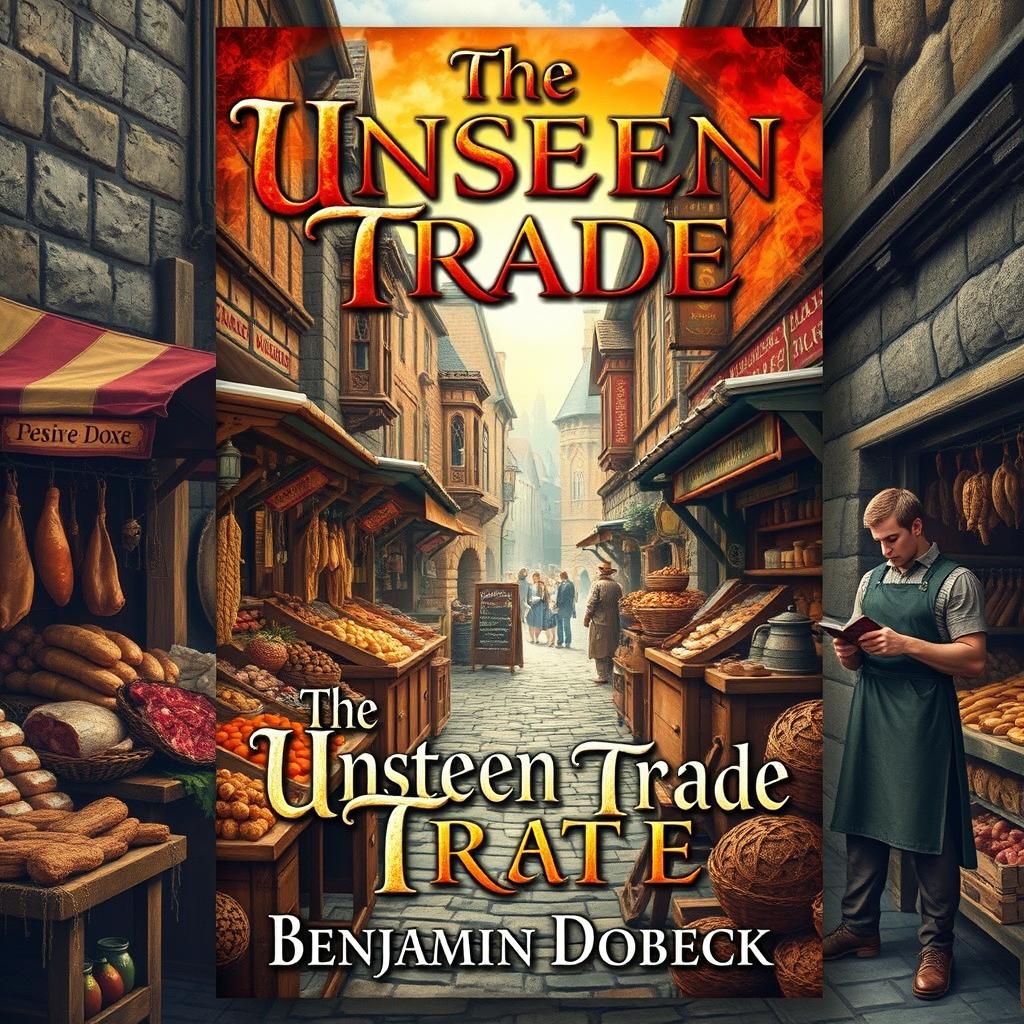 A captivating book cover for the fantasy novel 'The Unseen Trade' by Benjamin Dobeck