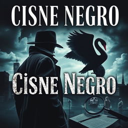 A thrilling and mysterious crime novel cover titled 'Cisne Negro'