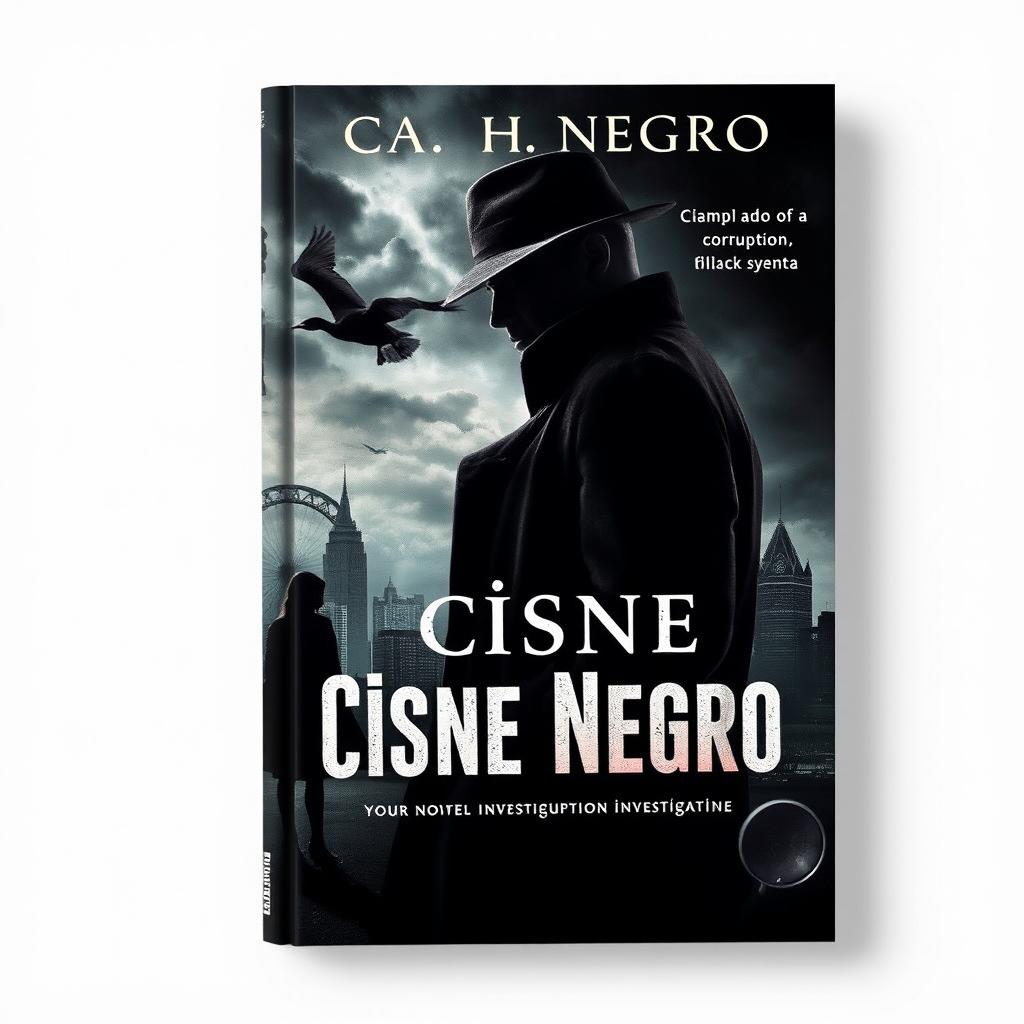 A thrilling and mysterious crime novel cover titled 'Cisne Negro'