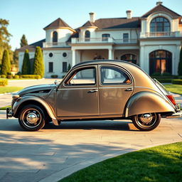 A luxurious reinterpretation of the classic Citroen 2CV, set in a modern, luxurious environment