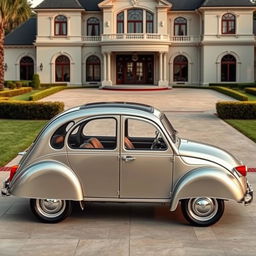 A luxurious reinterpretation of the classic Citroen 2CV, set in a modern, luxurious environment