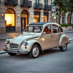 A glamorous and luxurious version of the classic Citroen 2CV, showcasing a high-end aesthetic