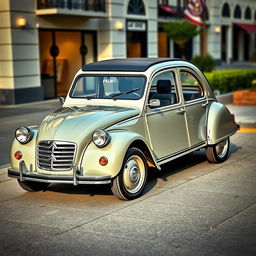 A glamorous and luxurious version of the classic Citroen 2CV, showcasing a high-end aesthetic