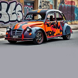 A custom-modified Citroen 2CV, showcasing unique, personalized aesthetics