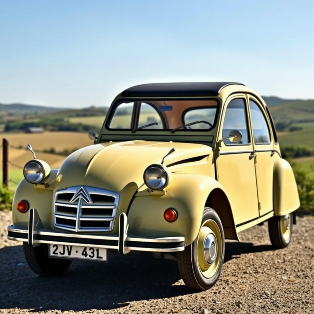 A classic Citroen 2CV, beautifully restored to capture its original charm