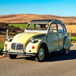 A classic Citroen 2CV, beautifully restored to capture its original charm