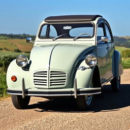 A classic Citroen 2CV, beautifully restored to capture its original charm