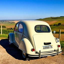 A classic Citroen 2CV, beautifully restored to capture its original charm