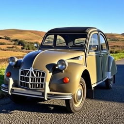 A classic Citroen 2CV, beautifully restored to capture its original charm