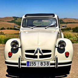 A classic Citroen 2CV, beautifully restored to capture its original charm