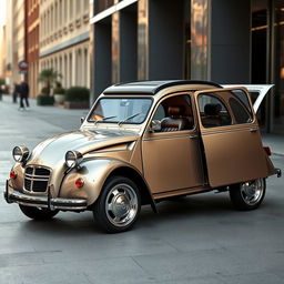 A luxurious reinterpretation of the classic Citroen 2CV, transformed into a high-end vehicle