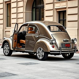 A luxurious reinterpretation of the classic Citroen 2CV, transformed into a high-end vehicle