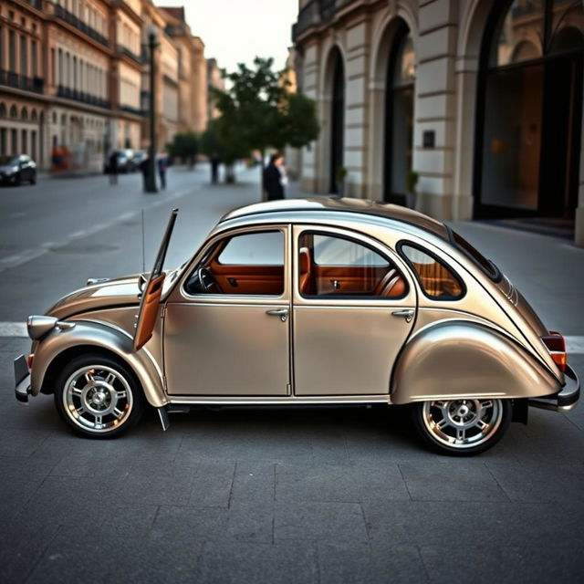 A luxurious reinterpretation of the classic Citroen 2CV, transformed into a high-end vehicle