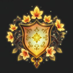 An enchanting crest featuring magic flowers that bloom around its edges