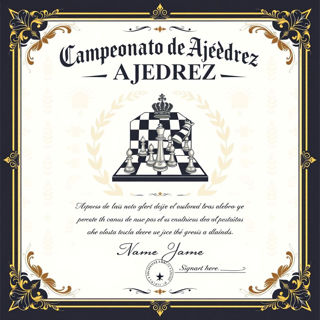 A detailed illustration of a chess championship diploma