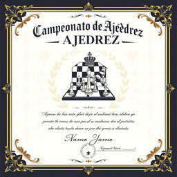 A detailed illustration of a chess championship diploma