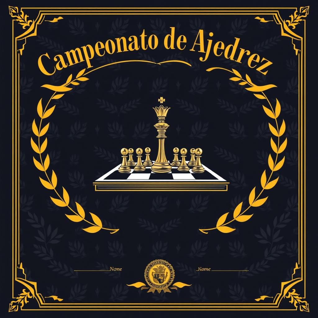 A detailed illustration of a chess championship diploma