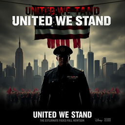 Movie poster for an exhilarating TV show titled 'United We Stand', depicting an alternate America as a dictatorship