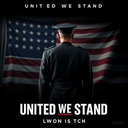 A movie poster for a TV show titled 'United We Stand', featuring a fictional scenario where America is a dictatorship