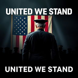 A movie poster for a TV show titled 'United We Stand', featuring a fictional scenario where America is a dictatorship