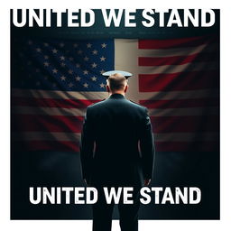 A movie poster for a TV show titled 'United We Stand', featuring a fictional scenario where America is a dictatorship