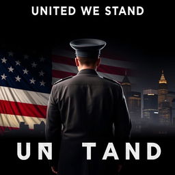 A movie poster for a TV show titled 'United We Stand', featuring a fictional scenario where America is a dictatorship