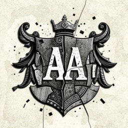 A fragmented crest showcasing broken elements, with the initials 'AA' prominently placed at the center