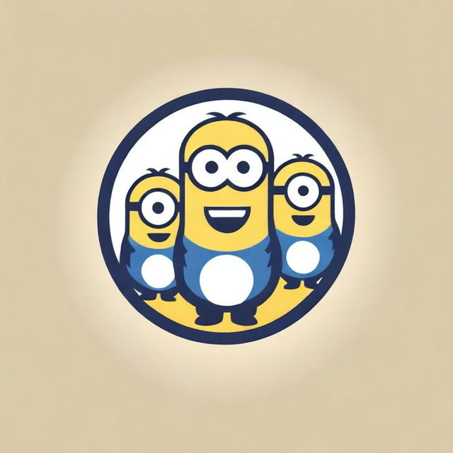 Design a logo for a bowling team styled with Minions. The logo should be colorful, playful, and incorporate both bowling elements and Minion characters.