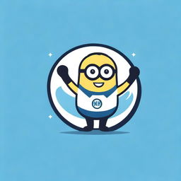 Design a logo for a bowling team styled with Minions. The logo should be colorful, playful, and incorporate both bowling elements and Minion characters.