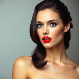 a beautiful woman with striking red lipstick