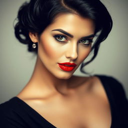 a beautiful woman with striking red lipstick