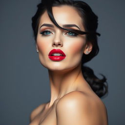 a beautiful woman with striking red lipstick