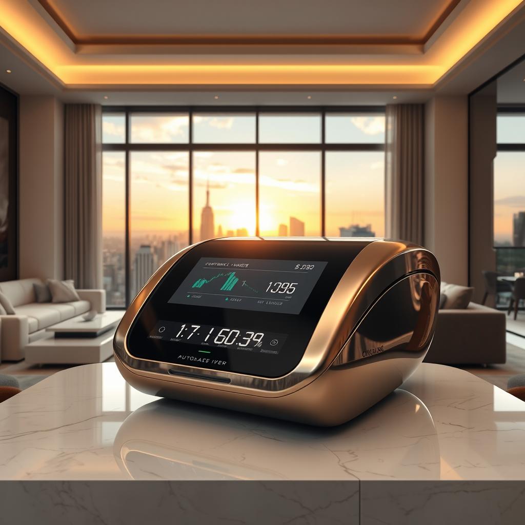 A luxurious automated investment device that exudes opulence and success