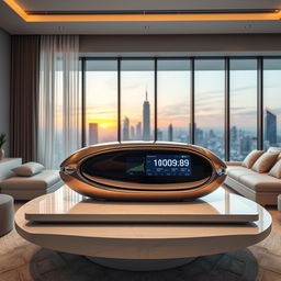 A luxurious automated investment device that exudes opulence and success