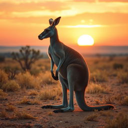 A realistic and serene depiction of the Australian Outback during a gentle sunset