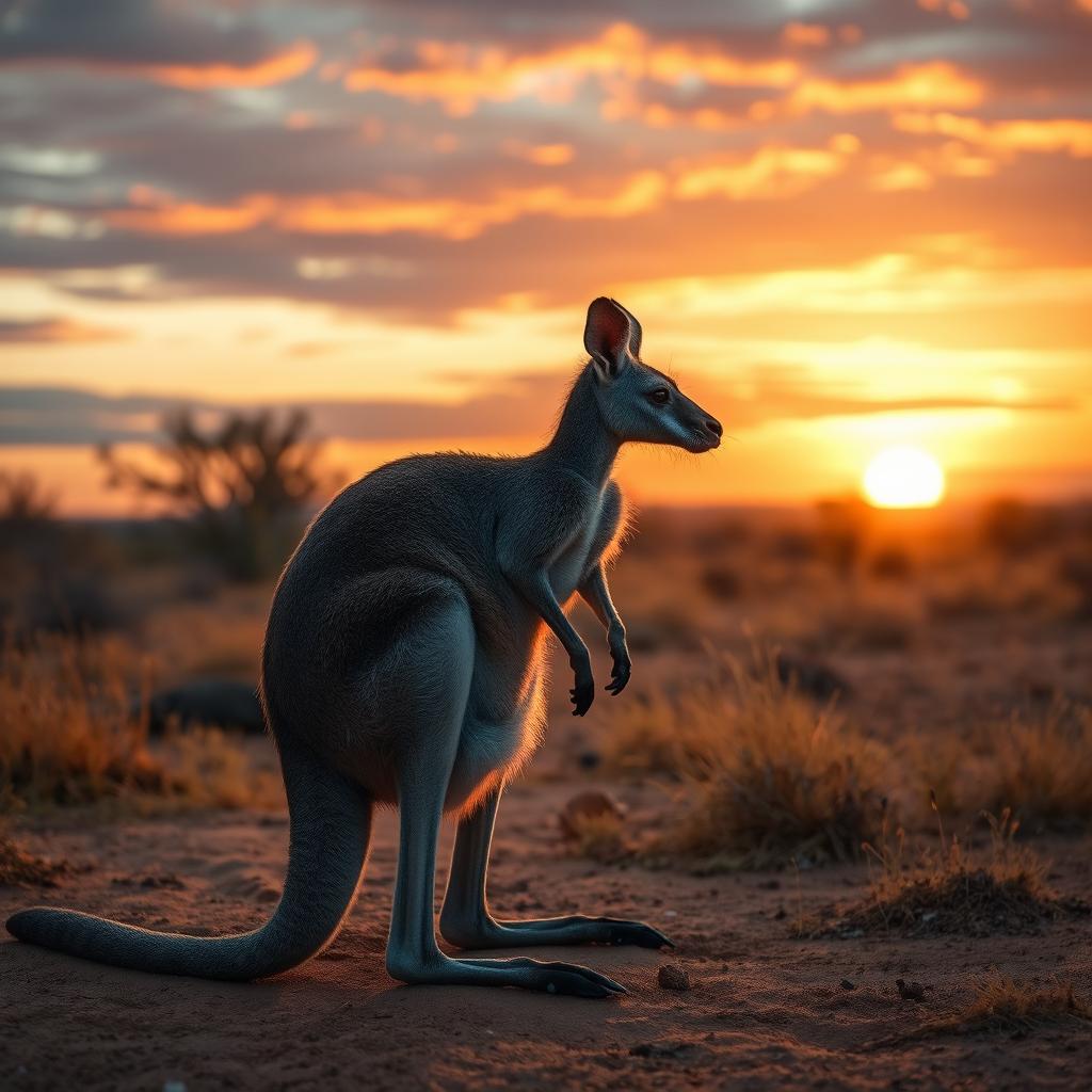 A realistic and serene depiction of the Australian Outback during a gentle sunset