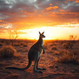 A realistic and serene depiction of the Australian Outback during a gentle sunset