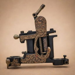 A detailed tattoo machine adorned with Persian artistic patterns and designs.